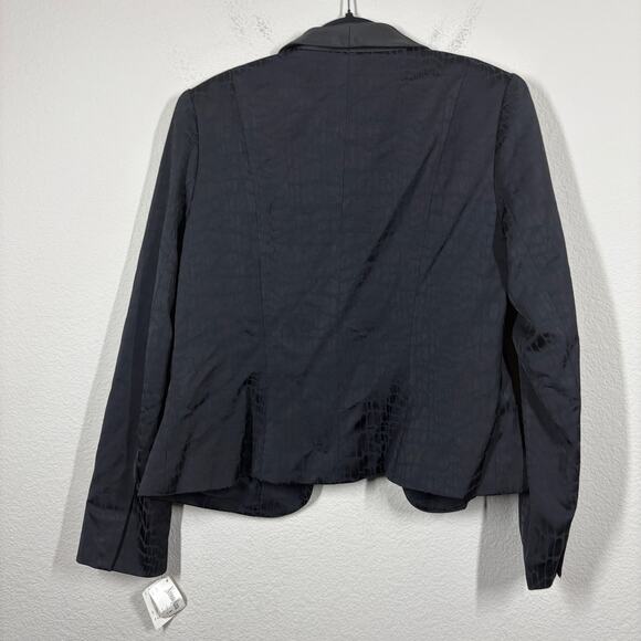 Kay Unger 14 Reptile Print Satin Collar Single Breasted Blazer Jacket Black - Picture 2 of 8